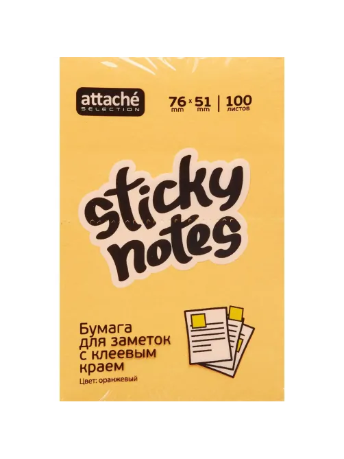 Стикеры Attache Selection с клеев. краем 76х51, неон, оранж. 100л
