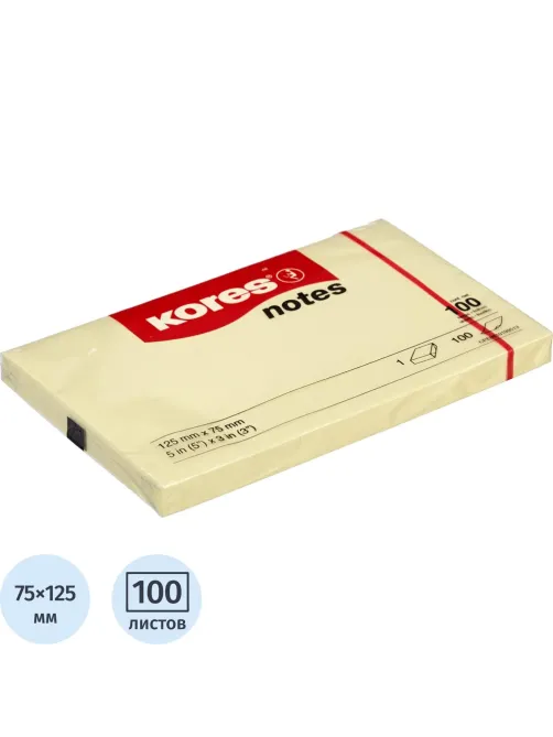 Стикеры Kores бум.для зам. 125х75 желтая 100л. '46125