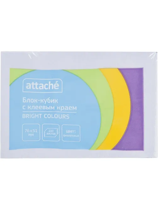Стикеры ATTACHE Bright colours с клеев.краем 76х51 фиолетовый 100л