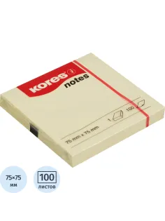 Стикеры Kores бум.для зам. 75х75 желтая 100л. '46075