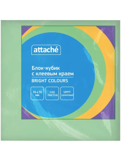 Стикеры ATTACHE Bright colours с клеев.краем 76х76 салатовый 100л