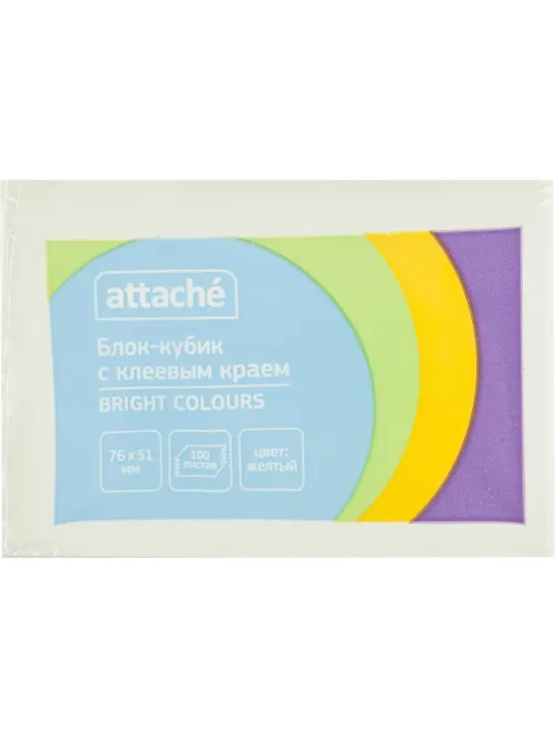 Стикеры ATTACHE Bright colours с клеев.краем 76х51 желтый 100л