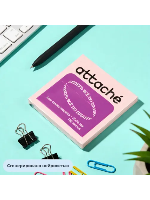 Стикеры ATTACHE с клеев.краем 76х76 розовый 100л