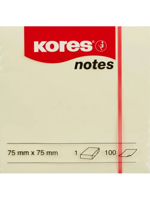 Стикеры Kores бум.для зам. 75х75 желтая 100л. '46075
