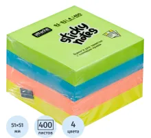 Стикеры Attache Selection куб 51х51, неон-2 4 цвета 400 л