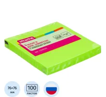 Стикеры Attache с клеев. краем 76х76, неон, зеленый 100л
