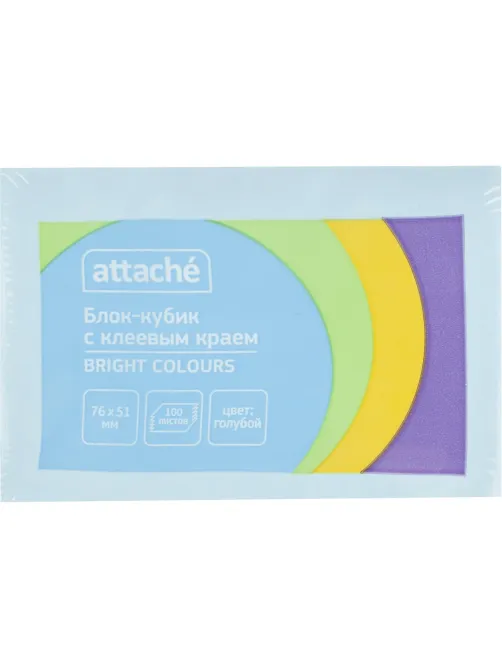 Стикеры ATTACHE Bright colours с клеев.краем 76х51 голубой 100л