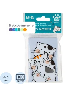 Стикеры с клеевым краем M&G So Many Cats, 76x51мм, 100 л, в ассорт