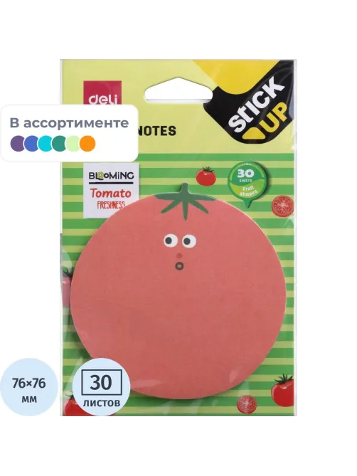 Стикеры с клеевым краем Deli 76х76 мм,30 листов,цвет и форма в асс-те 