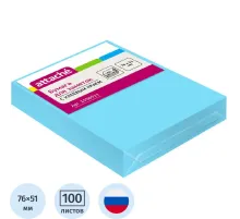 Стикеры Attache с клеев. краем 76х51, неон, голубой 100л