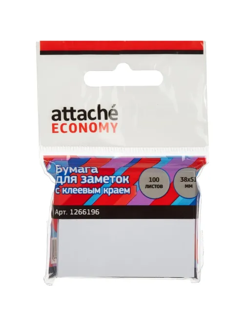 Стикеры Attache Economy с клеев.краем 38x51 мм, 100 листов, белая