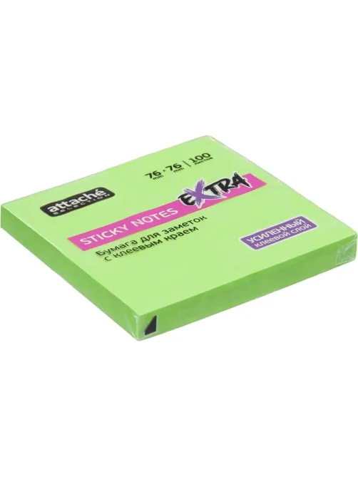 Стикеры Attache Selection Extra с клеев. краем 76х76, неон, зеленый 100л