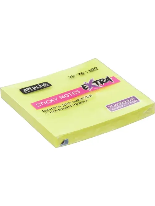 Стикеры Attache Selection Extra с клеев. краем 76х76, неон, желтый 100л