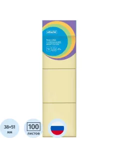 Стикеры ATTACHE Bright colours с клеев.краем 38х51 желтый 100л. 3 шт/наб