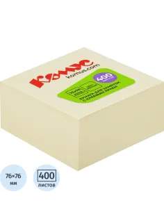 Стикеры КОМУС с клеев.краем Куб 76х76 желтый 400л
