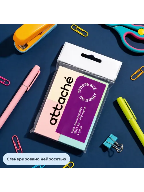 Стикеры ATTACHE с клеев. краем 38x51 компле кт 4 цвета 100л
