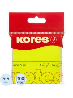 Стикеры Kores бум.для зам. 75х75 неоновая желтая 100л. '47076/47092
