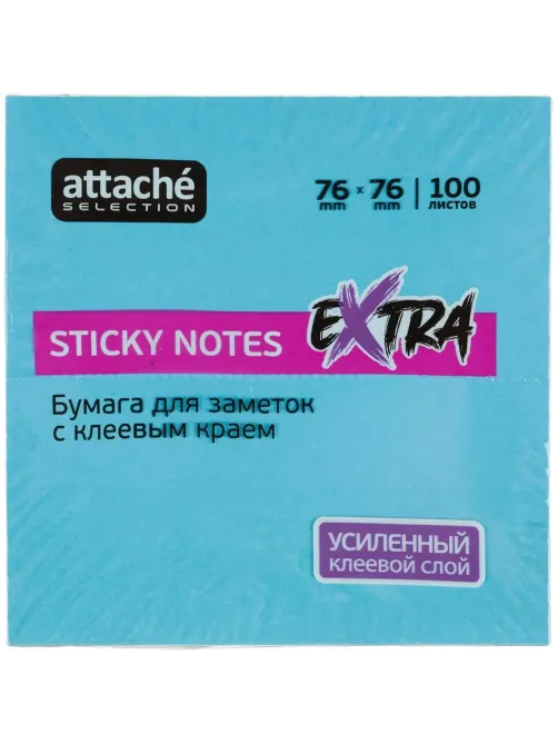 Стикеры Attache Selection Extra с клеев. краем 76х76, неон, голубой 100л