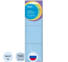 Стикеры ATTACHE Bright colours с клеев.краем 38х51 голубой 100л. 3 шт/наб