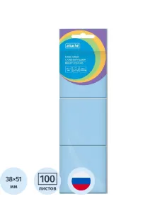 Стикеры ATTACHE Bright colours с клеев.краем 38х51 голубой 100л. 3 шт/наб