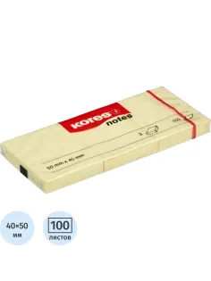 Стикеры Kores бум.для зам. 50х40 желтая 100л. 3шт./уп. '46050