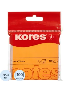 Стикеры Kores бум.для зам. 75х75 неоновая оранжевая 100л. '47074