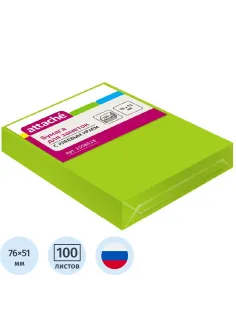 Стикеры Attache с клеев. краем 76х51, неон, зеленый 100л