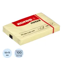 Стикеры Kores бум.для зам. 75х50 желтая 100л. '46057