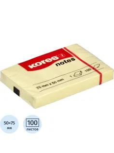Стикеры Kores бум.для зам. 75х50 желтая 100л. '46057