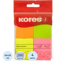 Стикеры Kores бум.для зам. 40х50 неон.гамма 4шт./уп.по 50л. '48450