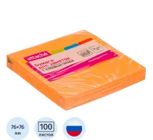 Стикеры Attache с клеев. краем 76х76, неон, оранж. 100л