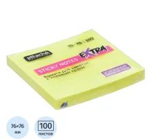 Стикеры Attache Selection Extra с клеев. краем 76х76, неон, желтый 100л