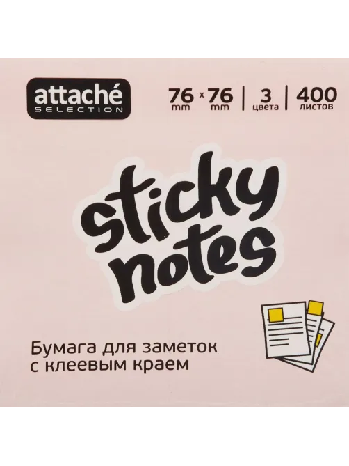 Стикеры Attache Selection куб 76х76, розовый 400 л