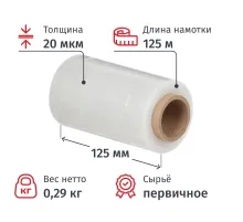 Стрейч-пленка перв.сыр для ручн.уп 20мкм 12,5см 125м 0,29кг нетто миниролл