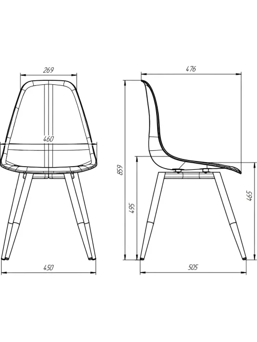 Стул Комус EAMES PLAST HN BLACK (BOX-4) (KM) RU K01 белый/черный