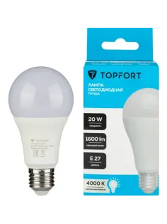 Лампа светодиодная Topfort E27 20W 4000K груша