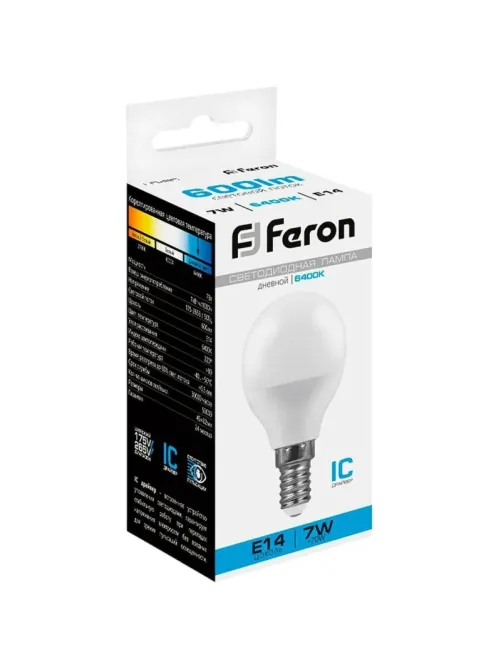 Лампа светодиодная Feron LB-95 Шарик E14 7W 175-265V 6400K(25480)