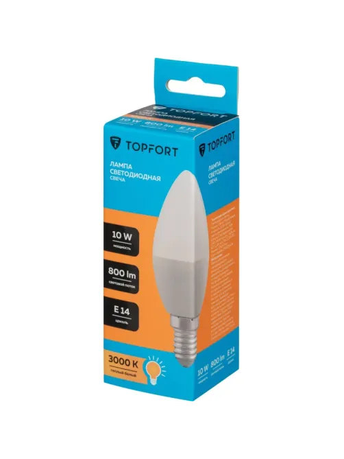 Лампа светодиодная Topfort E14 10W 3000K свеча