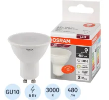 Лампа светодиодная OSRAM LED Value PAR16, 6Вт, 3000К GU10 (581449)