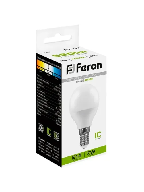 Лампа светодиодная Feron LB-95 Шарик E14 7W 175-265V 4000K(25479)
