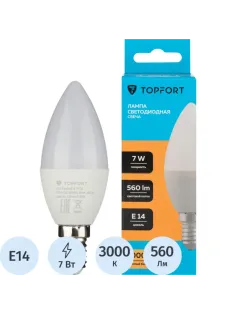 Лампа светодиодная Topfort E14 7W 3000K свеча