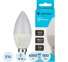 Лампа светодиодная Topfort E14 10W 4000K свеча