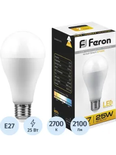 Лампа светодиодная Feron LB-100 Шар E27 25W 175-265V 2700K(25790)