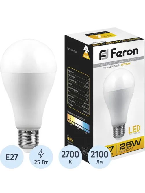 Лампа светодиодная Feron LB-100 Шар E27 25W 175-265V 2700K(25790)