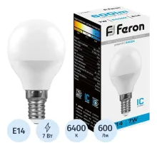 Лампа светодиодная Feron LB-95 Шарик E14 7W 175-265V 6400K(25480)