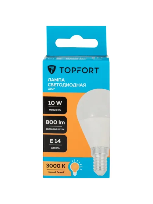 Лампа светодиодная Topfort E14 10W 3000K шар