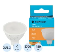 Лампа светодиодная Topfort GU5.3 12V 6W 2700K