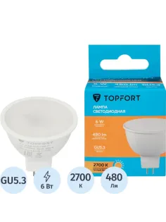Лампа светодиодная Topfort GU5.3 12V 6W 2700K