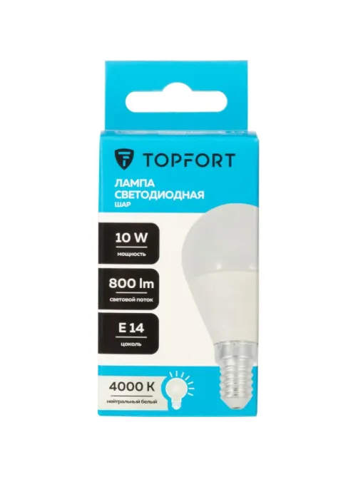 Лампа светодиодная Topfort E14 10W 4000K шар