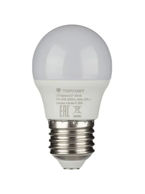 Лампа светодиодная Topfort E27 10W 4000K шар